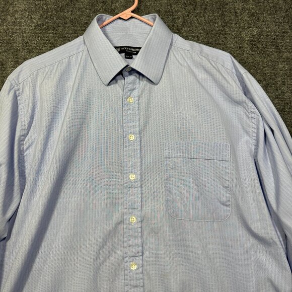 Hickey Freeman Shirt Mens 16.5  Button Up Blue Stripe Cotton Pocket - Picture 4 of 8